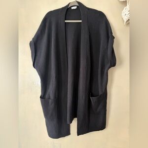 J.Jill open oversized  black cardigan shawl short sleeve batwing sleeve size L